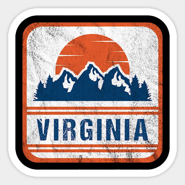 Retro Vintage Virginia USA Mountain Gift for Men Sticker by JKFDesigns